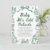 Hand Drawn Baby It's Cold Outside Baby Shower Einladung (Stehend Vorderseite)