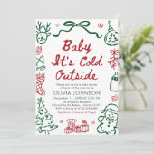 Hand Drawn Baby It's Cold Outside Baby Shower Einladung (Stehend Vorderseite)