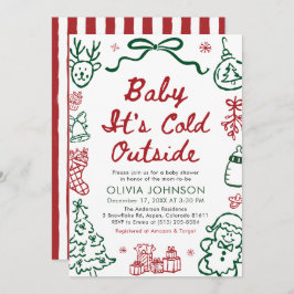 Hand Drawn Baby It's Cold Outside Baby Shower Einladung