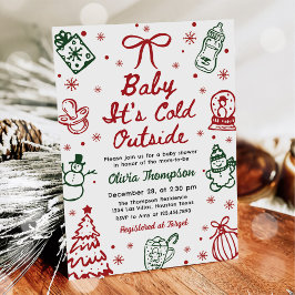 Hand Drawn Baby It's Cold Outside Baby Shower Einladung