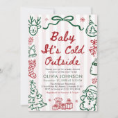Hand Drawn Baby It's Cold Outside Baby Shower Einladung (Vorderseite)