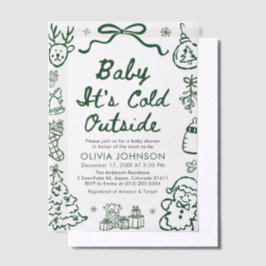 Hand Drawn Baby It's Cold Outside Baby Shower Pergament Einladungen