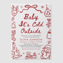 Hand Drawn Baby It's Cold Outside Baby Shower Pergament Einladungen