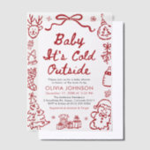 Hand Drawn Baby It's Cold Outside Baby Shower Pergament Einladungen (Versetzt)