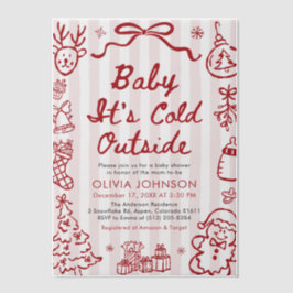 Hand Drawn Baby It's Cold Outside Baby Shower Pergament Einladungen