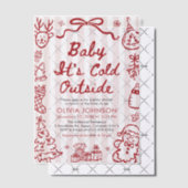 Hand Drawn Baby It's Cold Outside Baby Shower Pergament Einladungen (Versetzt (Einladung))