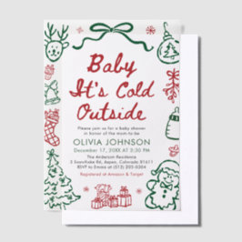 Hand Drawn Baby It's Cold Outside Baby Shower Pergament Einladungen