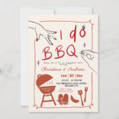 Hand Drawn Backyard I do BBQ engagement party Einladung (Vorderseite)