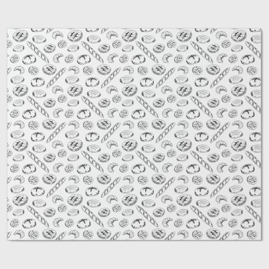 Hand Drawn Bakery Illustration Gift Wrap Geschenkpapier (Flach)