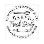 Hand Drawn Bakery Rolling Pin Baked Fresh Daily Gummistempel (Prägung)