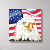 Hand Drawn Bald Eagle und Patriotic amerikanische  Leinwanddruck (Vorderseite)