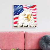 Hand Drawn Bald Eagle und Patriotic amerikanische  Leinwanddruck (Insitu (Wohnzimmer))