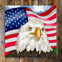 Hand Drawn Bald Eagle und Patriotic amerikanische 