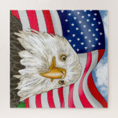 Hand Drawn Bald Eagle und Patriotic amerikanische Puzzle (Horizontal)
