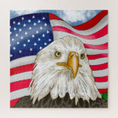 Hand Drawn Bald Eagle und Patriotic amerikanische Puzzle (Vertikal)