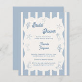 Hand drawn beach blue Bridal Shower invitation (Vorne/Hinten)