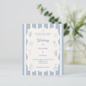 Hand drawn beach blue ivory wedding invitation (Stehend Vorderseite)