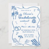 Hand Drawn Beach Coastal Bachelorette Einladung (Vorderseite)