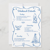 Hand Drawn Beach Coastal Bachelorette Einladung (Rückseite)