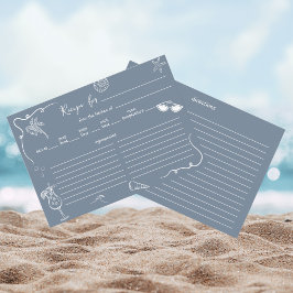 Hand Drawn Beach Doodle Bridal Shower Recipe Card Begleitkarte