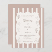 Hand drawn beach ivory taupe wedding invitation (Vorne/Hinten)