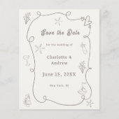 Hand drawn beach ivory taupe wedding Save the Date Flyer (Vorne)