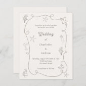 Hand drawn beach sand ivory wedding invitation (Vorne/Hinten)