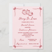 Hand Drawn Berry In Love Bridal Shower QR Code Einladung (Vorderseite)