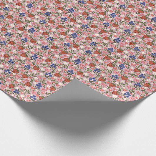 Hand Drawn Berry Pattern Wrapping Paper Roll Geschenkpapier (Ecke)