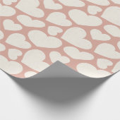 Hand Drawn Big Hearts Pattern Boho Girly Pink Geschenkpapier (Ecke)