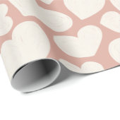 Hand Drawn Big Hearts Pattern Boho Girly Pink Geschenkpapier (Rolleneckpunkt)