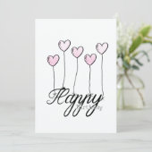 Hand-Drawn Birthday Card w Rosé Heart Balloons Karte (Stehend Vorderseite)