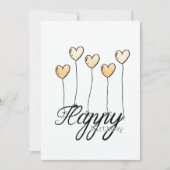 Hand-Drawn Birthday Card w Yellow Heart Balloons Karte (Vorderseite)
