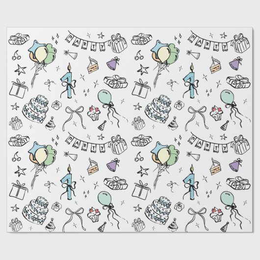 Hand Drawn Birthday Geschenkpapier (Flach)