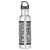 Hand Drawn Black and White Flower Pattern Monogram Edelstahlflasche (Rückseite)