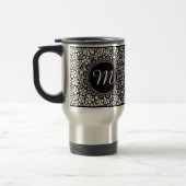 Hand Drawn Black and White Flower Pattern Monogram Reisebecher (Links)