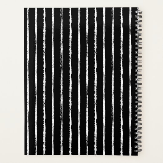 Hand Drawn Black & White Stripes Yearly Planner Planer (Rückseite)