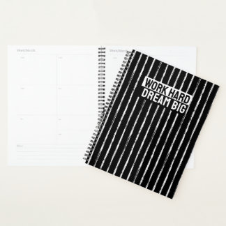 Hand Drawn Black & White Stripes Yearly Planner Planer