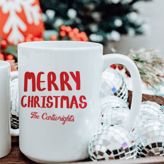 Hand-drawn Block Letters Merry Christmas Greeting Kaffeetasse