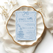 Hand Drawn Blue Bottle Champagne Tower Baby Shower Einladung