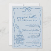 Hand Drawn Blue Bottle Champagne Tower Baby Shower Einladung (Vorderseite)