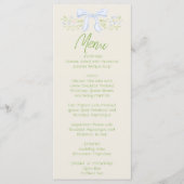 Hand Drawn Blue Bow Floral Summer Wedding Menu  Menükarte (Vorderseite)