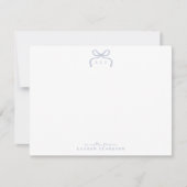Hand Drawn Blue Bow Monogram Note Card Einladung (Vorderseite)