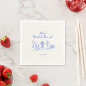 Hand Drawn Blue Bridal Brunch Serviette (Beispiel)