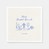 Hand Drawn Blue Bridal Brunch Serviette (Vorderseite)