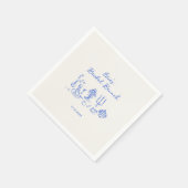 Hand Drawn Blue Bridal Brunch Serviette (Ecke)