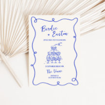 Hand Drawn Blue Champagne Tower Wedding