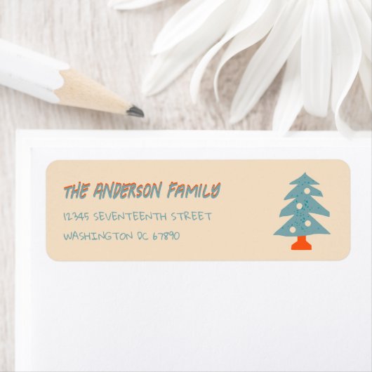 Hand Drawn Blue Christmas Tree Doddle-Adresse (Insitu)