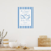 hand drawn blue  Couple Swan Whimsical Wedding Poster (Küche)
