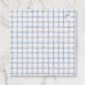 Hand Drawn Blue Gingham Bow Baby Boy Dusche Geschenkanhänger (Rückseite)